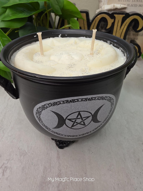 Large Triple Moon Cauldron | Handmade Soy Wax Candle | Double Wick Witchy Decor | Custom Fragrance
