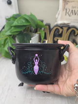 Rose Quartz Cauldron Candle | Handmade Soy Wax | Double Wick Decorative | Witchy Home Decor