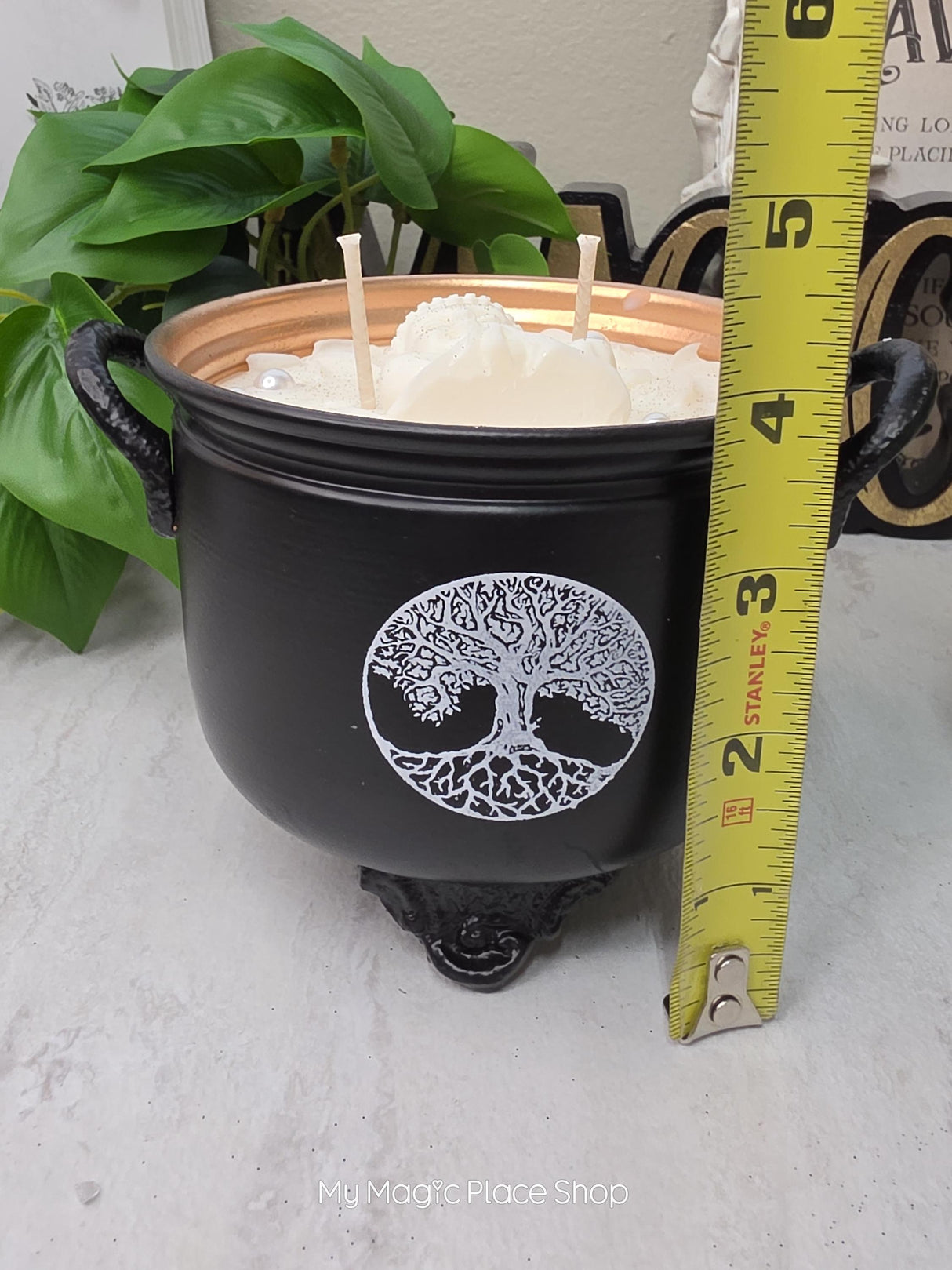 Tree of Life Cauldron Candle | Handmade Soy Wax | Double Wick Decorative | Cottagecore Home Decor