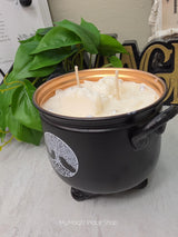 Tree of Life Cauldron Candle | Handmade Soy Wax | Double Wick Decorative | Cottagecore Home Decor