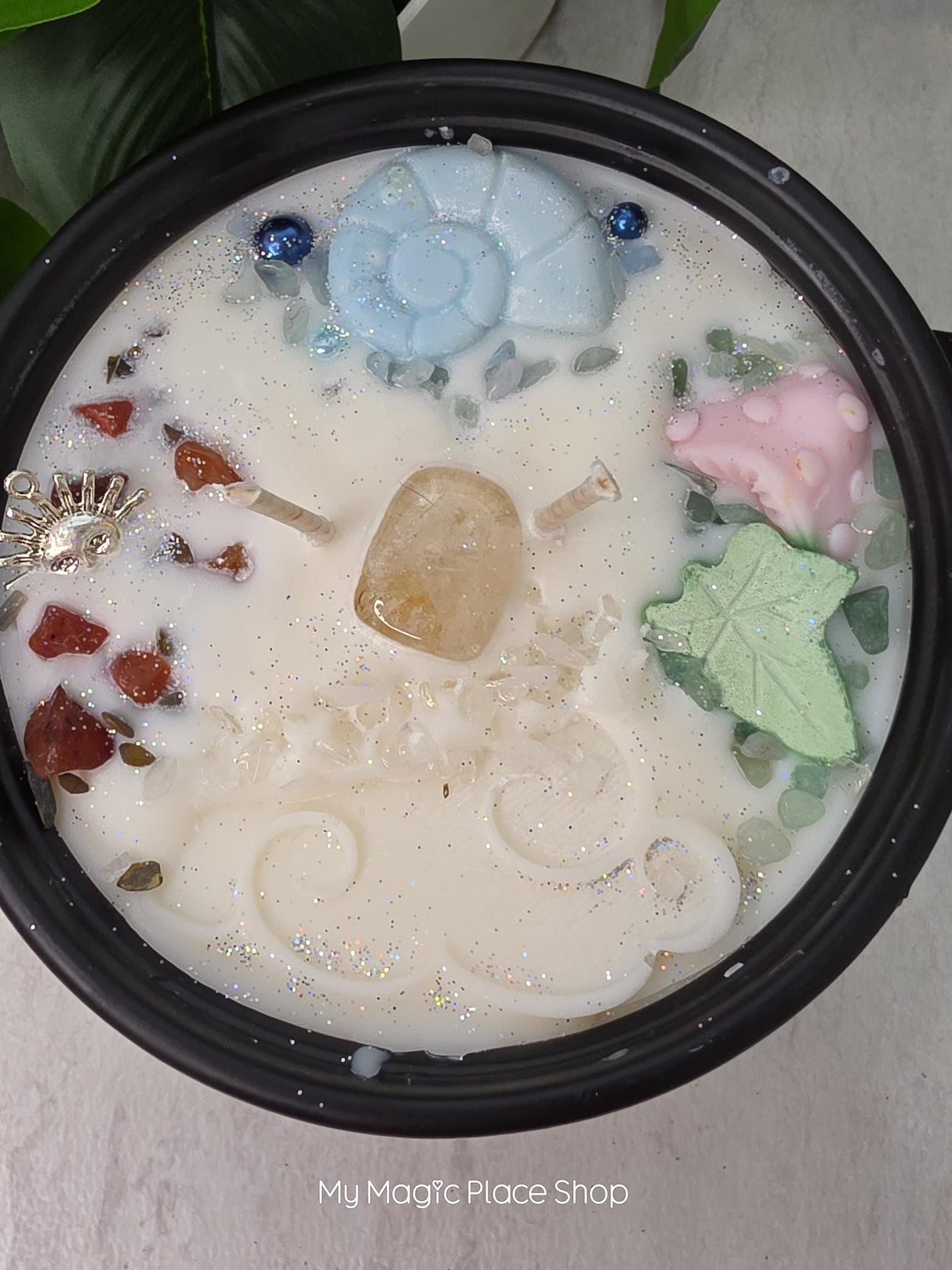 Five Elements Cauldron Candle | Handmade Soy Wax | Earth Air Fire Water Spirit |Pagan Altar