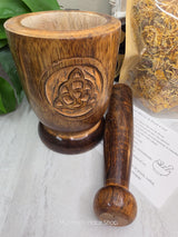 Wood Mortar & Pestle Kit Dried Herb | Herbal Set | Witchcraft Altar | Herb Preparation | Ritual Supplies