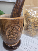 Wood Mortar & Pestle Kit Dried Herb | Herbal Set | Witchcraft Altar | Herb Preparation | Ritual Supplies
