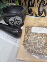 Pentacle Soapstone Mortar and Pestle Kit | Herb of Choice Included | Witchcraft | Herbal Altar Tool