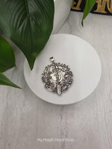 Witch Broom Moon Pendant Charm | Silver Witch Pendant | DIY Jewelry Making Supply | Pagan Charm | Crescent Moon Charm | Qty 1