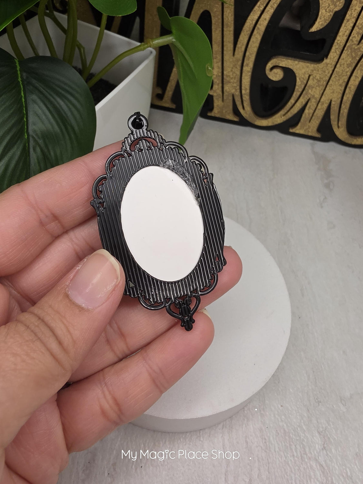 Oval Gothic Bat Pendant, Glass Cabochon Pendant, DIY Jewelry Charm, Gothic Craft Supply, Necklace Making Pendant, Quantity 1