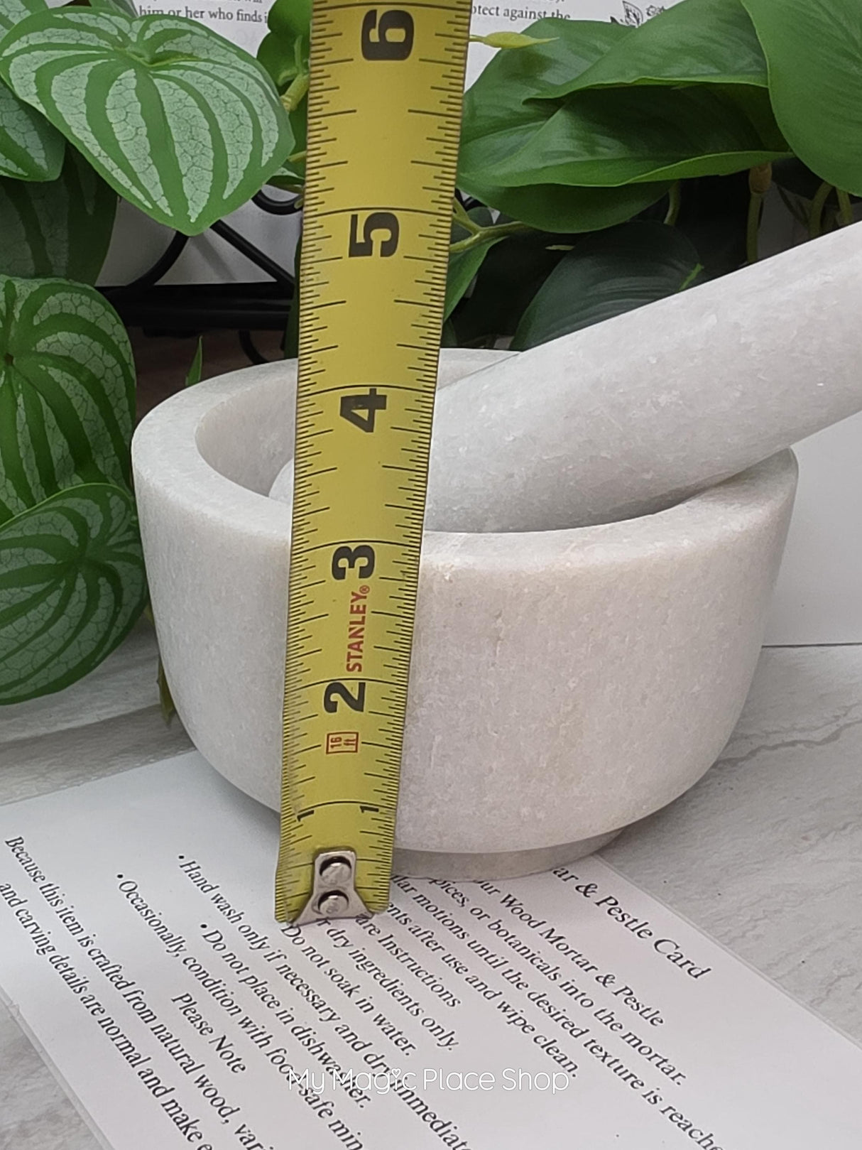 Marble Mortar and Pestle Kit with Dried Herbs, Botanical Preparation Guide