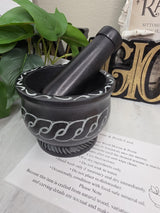 Celtic Soapstone Mortar and Pestle Kit | Herb of Choice Included | Witchcraft | Herbal Altar Tool