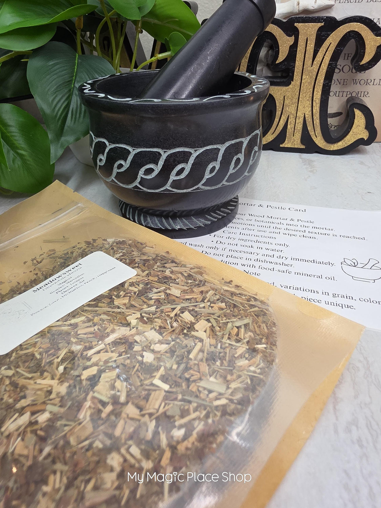 Celtic Soapstone Mortar and Pestle Kit | Herb of Choice Included | Witchcraft | Herbal Altar Tool