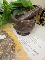 Natural Soapstone Mortar and Pestle Kit | Herb of Choice Included | Witchcraft | Herbal Altar Tool