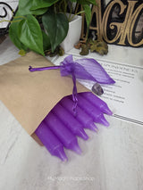 Purple 6 Inch Taper Candle Kit, Candles with Crystal & Color Correspondence Guide, Ritual Candle Set, Spiritual Gift