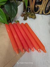 Orange 6 Inch Taper Candle Kit, Candles with Crystal & Color Correspondence Guide, Ritual Candle Set, Spiritual Gift