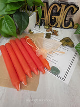 Orange 6 Inch Taper Candle Kit, Candles with Crystal & Color Correspondence Guide, Ritual Candle Set, Spiritual Gift
