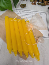 Yellow 6 Inch Taper Candle Kit, Candles with Crystal & Color Correspondence Guide, Ritual Candle Set, Spiritual Gift