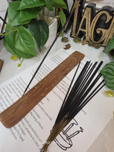 Celestial Moon Wooden Incense Holder Kit, Choose White Moon or Gold Moon Design, Includes 20 Incense Sticks & Guide, Long Ash Catcher Burner