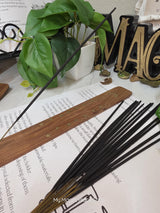 Celestial Moon Wooden Incense Holder Kit, Choose White Moon or Gold Moon Design, Includes 20 Incense Sticks & Guide, Long Ash Catcher Burner