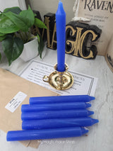 Blue Colored Taper Candles Set with Candle Holder, Color Guide, Altar Decor, Meditation Gift
