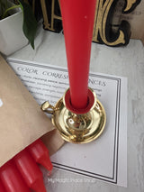 Red Colored Taper Candles Set with Candle Holder, Color Guide, Altar Decor, Meditation Gift