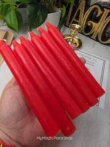 Red Colored Taper Candles Set with Candle Holder, Color Guide, Altar Decor, Meditation Gift