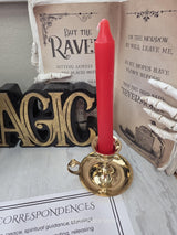 Red Colored Taper Candles Set with Candle Holder, Color Guide, Altar Decor, Meditation Gift