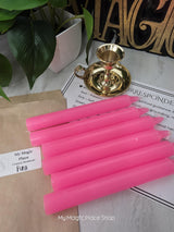 Pink Colored Taper Candles Set with Candle Holder, Color Guide, Altar Decor, Meditation Gift