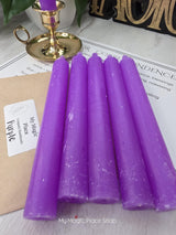 Purple Colored Taper Candles Set with Candle Holder, Color Guide, Altar Decor, Meditation Gift