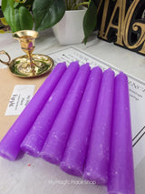 Purple Colored Taper Candles Set with Candle Holder, Color Guide, Altar Decor, Meditation Gift