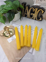 Yellow Colored Taper Candles Set with Candle Holder, Color Guide, Altar Decor, Meditation Gift