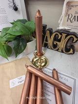 Copper Colored Taper Candles Set with Candle Holder, Color Guide, Altar Decor, Meditation Gift