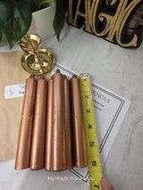 Copper Colored Taper Candles Set with Candle Holder, Color Guide, Altar Decor, Meditation Gift
