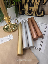 Mix Gold -Copper -Silver-Colored Taper Candles Set with Candle Holder, Color Guide,