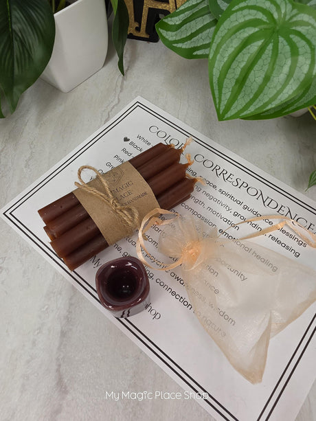 10 Colored Chime Candles Set, Custom Ritual Kit, Chime Holder, Altar Decor, Spiritual Gift