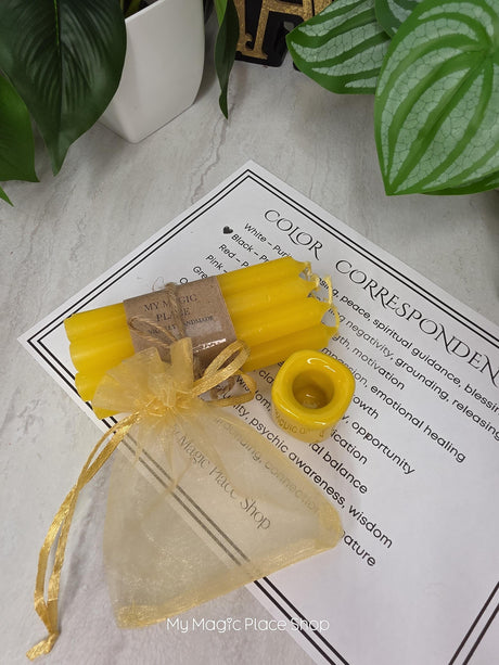 10 Colored Chime Candles Set, Custom Ritual Kit, Chime Holder, Altar Decor, Spiritual Gift
