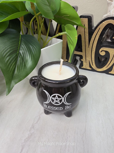Handmade Soy Wax Cauldron Candle | Mini Ceramic | Personalized Scent Choice | Witchy