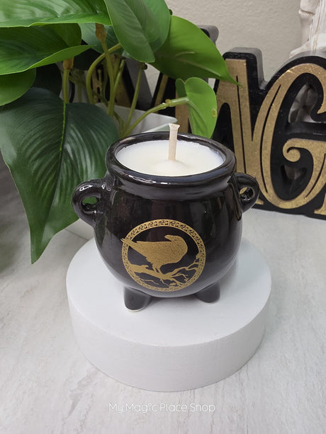 Handmade Soy Wax Cauldron Candle | Mini Ceramic | Personalized Scent Choice | Witchy