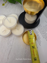 Black Adjustable Brass Candle Burner Kit | Includes 6 Handmade Soy Tea Lights & Instructions Set