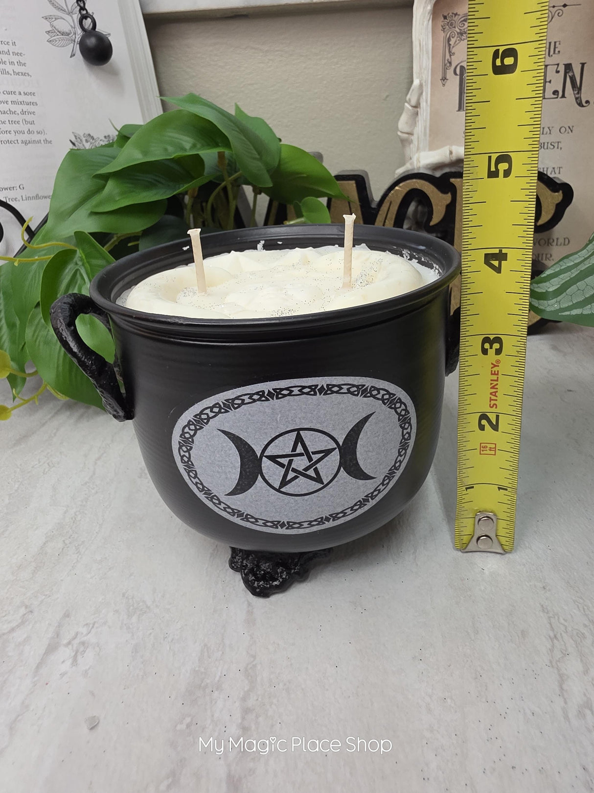 Large Triple Moon Cauldron | Handmade Soy Wax Candle | Double Wick Witchy Decor | Custom Fragrance