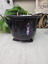 Rose Quartz Cauldron Candle | Handmade Soy Wax | Double Wick Decorative | Witchy Home Decor
