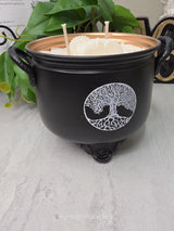 Tree of Life Cauldron Candle | Handmade Soy Wax | Double Wick Decorative | Cottagecore Home Decor