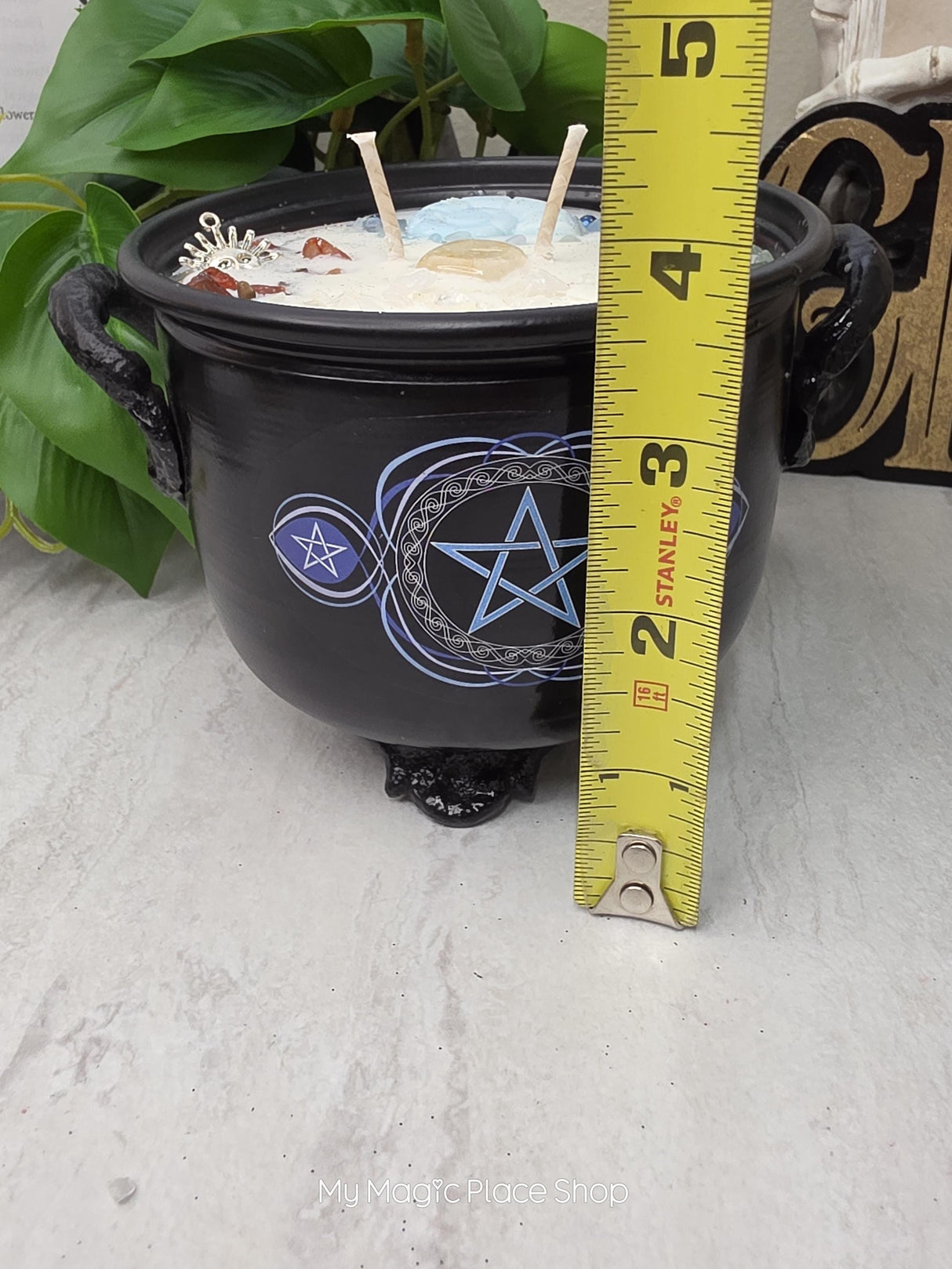 Five Elements Cauldron Candle | Handmade Soy Wax | Earth Air Fire Water Spirit |Pagan Altar