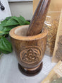 Wood Mortar & Pestle Kit Dried Herb | Herbal Set | Witchcraft Altar | Herb Preparation | Ritual Supplies