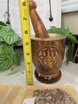 Hamsa Wood Mortar & Pestle Kit Dried Herb | Herbal Set | Witchcraft Altar | Herbs | Ritual Supplies
