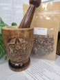 Pentacle Wood Mortar & Pestle Kit Dried Herb | Herbal Set | Witchcraft Altar | Herbs | Ritual Supplies