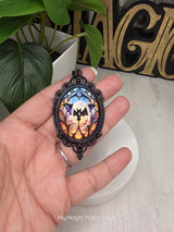 Oval Gothic Bat Pendant, Glass Cabochon Pendant, DIY Jewelry Charm, Gothic Craft Supply, Necklace Making Pendant, Quantity 1