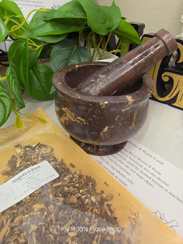 Natural Soapstone Mortar and Pestle Kit | Herb of Choice Included | Witchcraft | Herbal Altar Tool