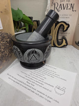 Seven Chakras Soapstone Mortar and Pestle Kit | Herb of Choice Included | Witchcraft | Herbal Altar Tool