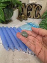 Light Blue 6 Inch Taper Candle Kit, Candles with Crystal & Color Correspondence Guide, Ritual Candle Set, Spiritual Gift