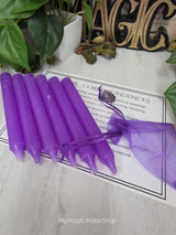 Purple 6 Inch Taper Candle Kit, Candles with Crystal & Color Correspondence Guide, Ritual Candle Set, Spiritual Gift
