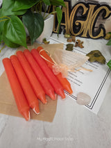 Orange 6 Inch Taper Candle Kit, Candles with Crystal & Color Correspondence Guide, Ritual Candle Set, Spiritual Gift