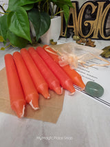 Orange 6 Inch Taper Candle Kit, Candles with Crystal & Color Correspondence Guide, Ritual Candle Set, Spiritual Gift